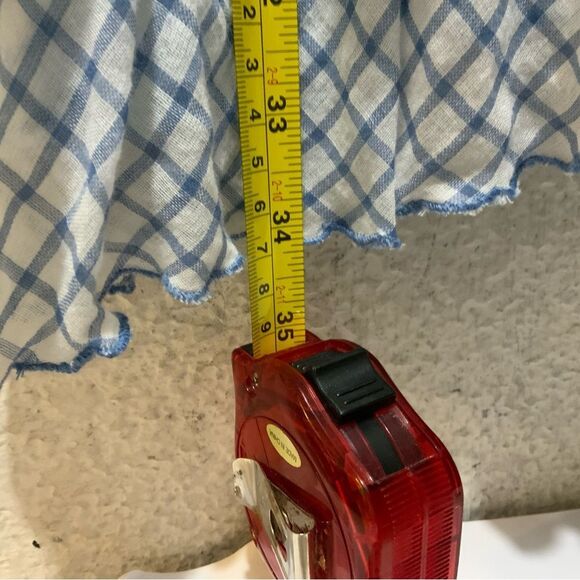 LoveShackFancy Lorelei Ruffle Mini Dress in Caspian Blue Plaid S - Picture 7 of 9